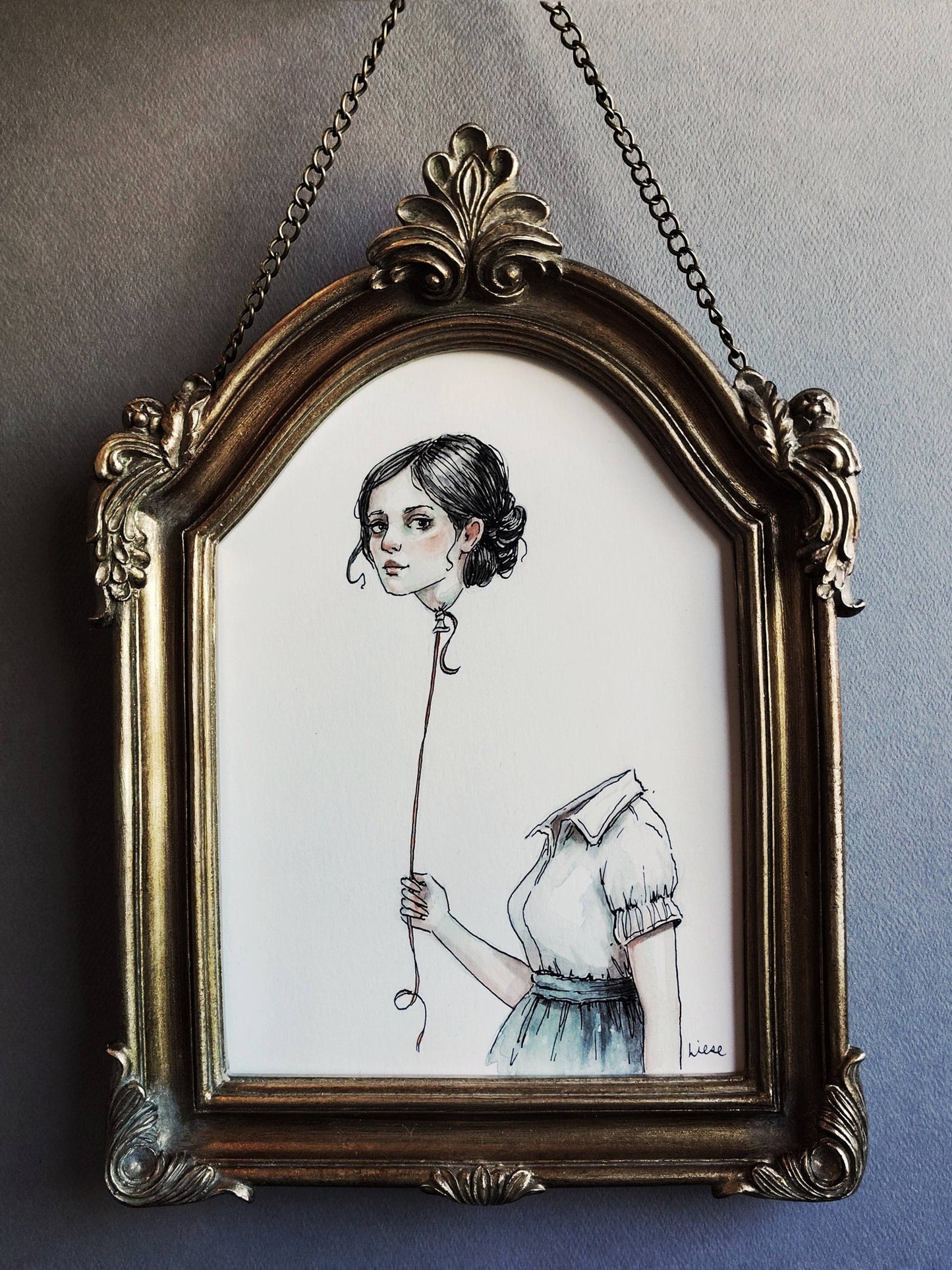 Framed Original Watercolor Painting- Perspective
